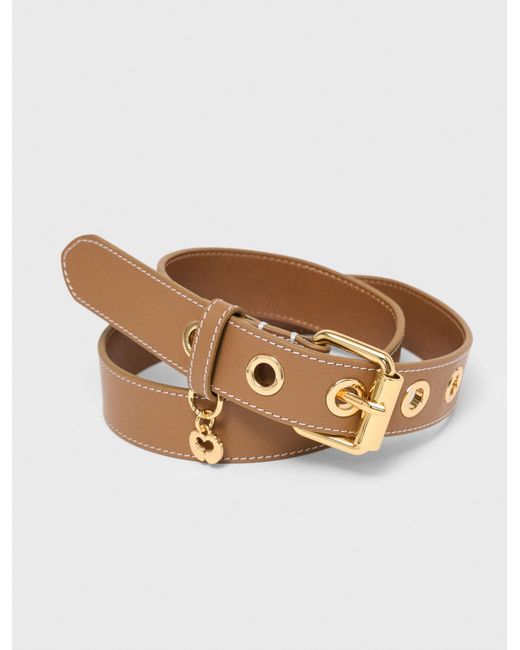 Maje White Leather Belt With Eyelets