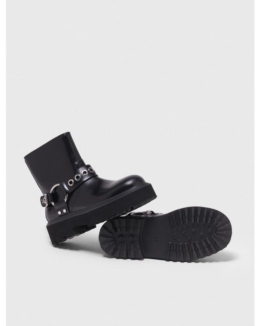 Bottines Biker En Cuir Maje en coloris Black