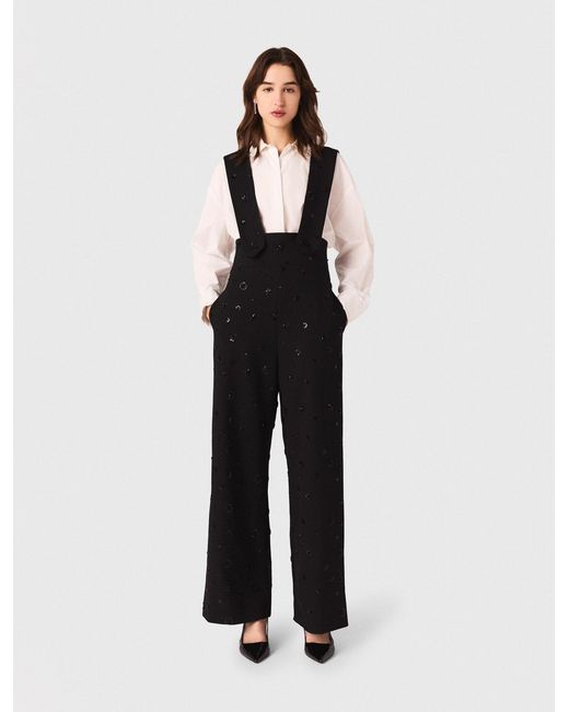 Maje White Embroidered Trousers With Braces