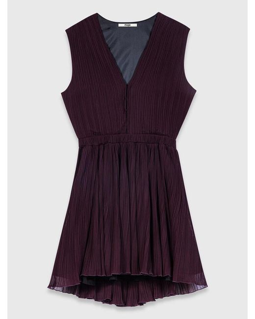 Maje White Short Pleated Skater Dress