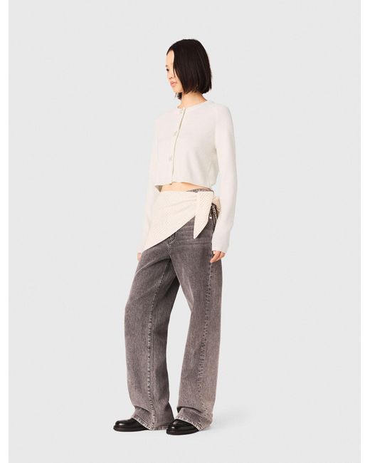 Maje White Bow Jewellery Button Cardigan