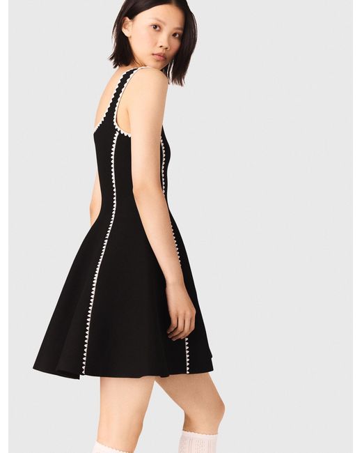 Maje White Short Dress With Topstitch Details