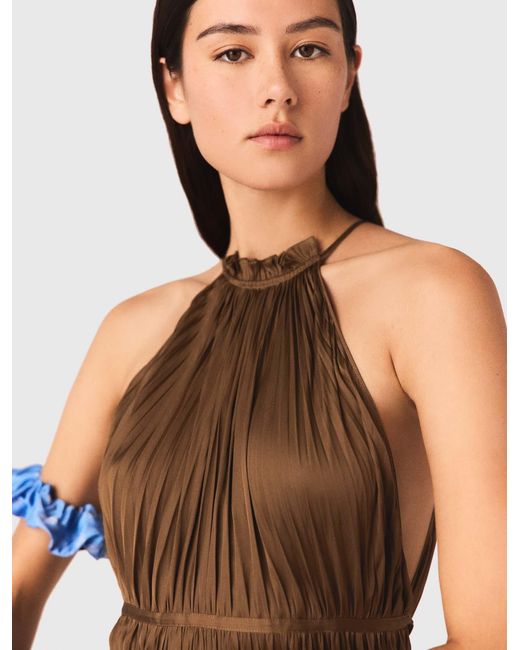Maje Natural Pleated Maxi Dress