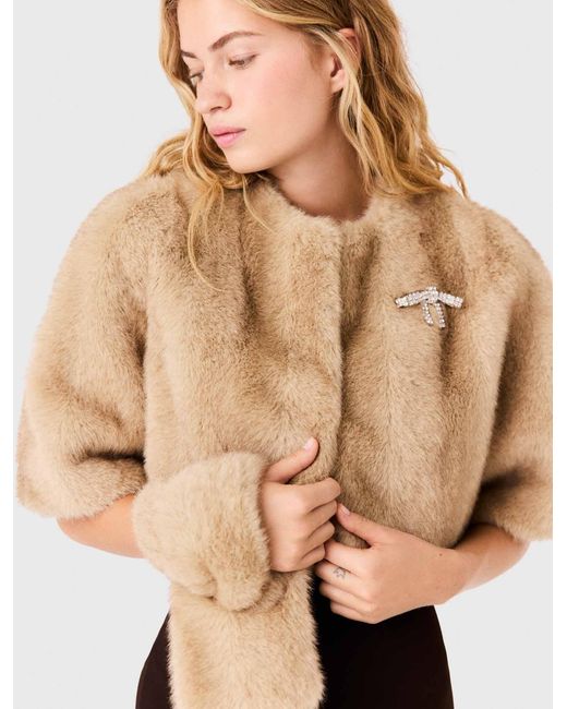 Maje White Short Faux Fur Jacket