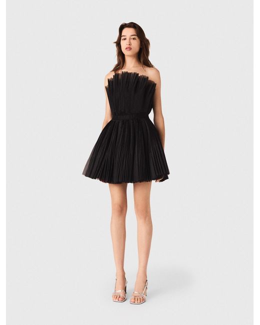 Maje Black Tulle And Organza Bustier Dress