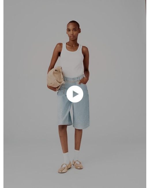 Maje Blue Rhinestone Bermuda Shorts