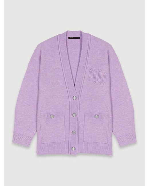 Maje Purple Longline Cardigan