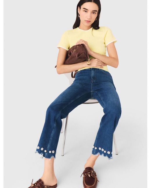 Maje Blue Beaded Bootcut Jeans