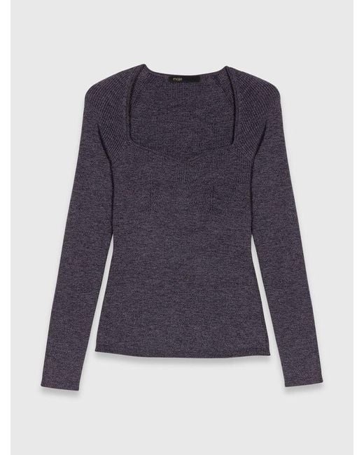 Pull En Maille Cotelée Maje en coloris White