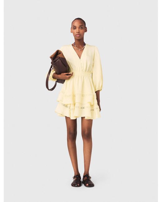 Maje Natural Short Ruffled Dress