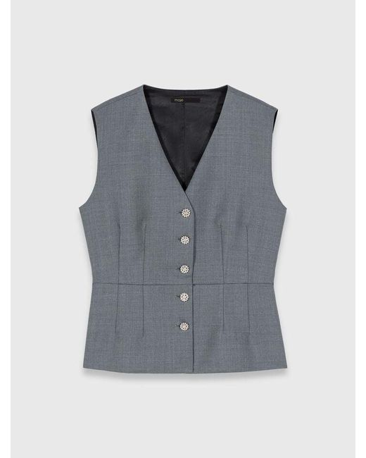 Maje White Jewel-Button Tailored Jacket