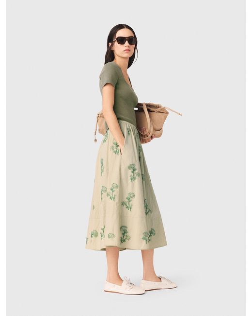 Maje Natural Embroidered Technical Skirt