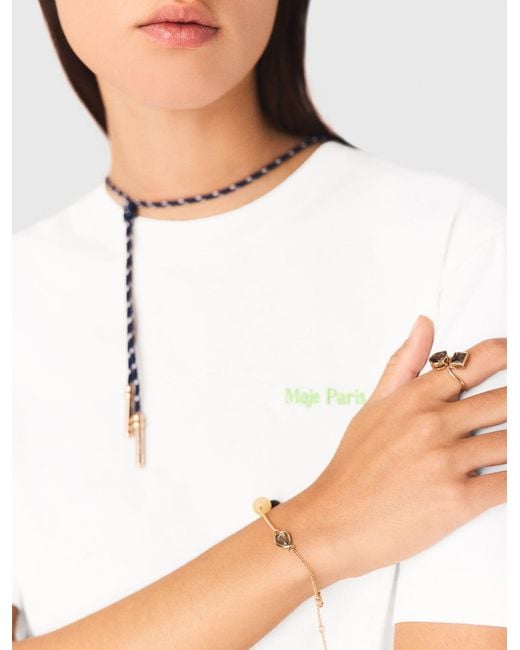 Maje White Asymmetrischer Ring Mit Strasssteinen