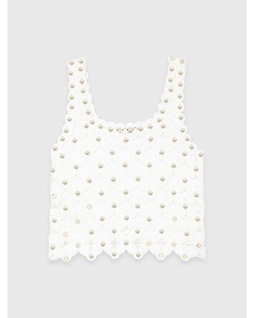 Maje Blue Mirrored Crochet Top