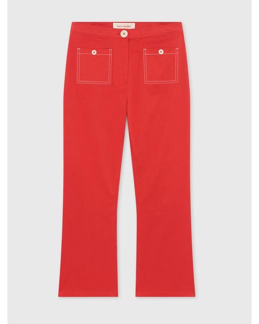 Maje Red Cotton Capri Trousers