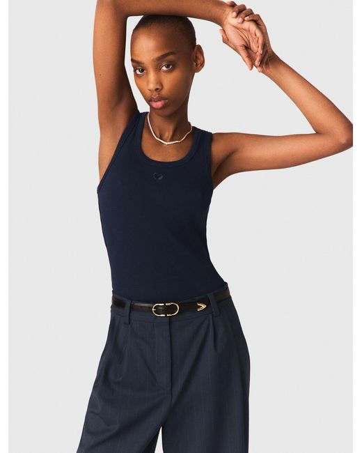 Maje Blue Rib Knit Tank Top