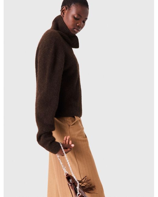 Maje White Yak Blend Roll-Neck Jumper