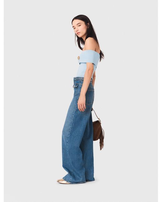 Maje Blue Braided Flared Jeans