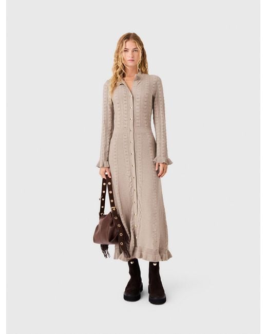 Maje Natural Textured Knit Maxi Dress