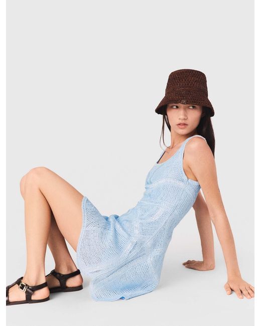 Maje White Short Crochet Dress