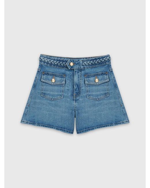 Maje Blue Braided Denim Shorts