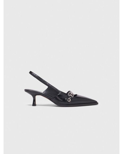 Maje White Leather Pumps With Eyelet Strap