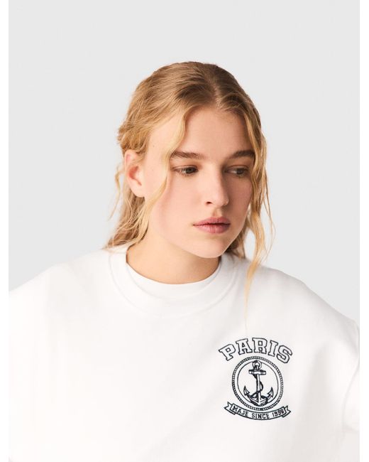 Maje White Sailor Print Sweatshirt