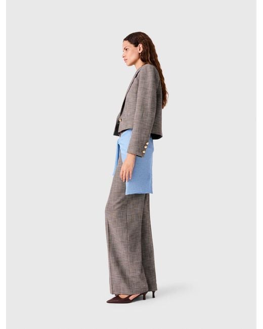 Maje White Short Checked Suit Jacket