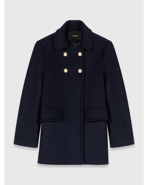 Maje Blue Wool Blend Coat