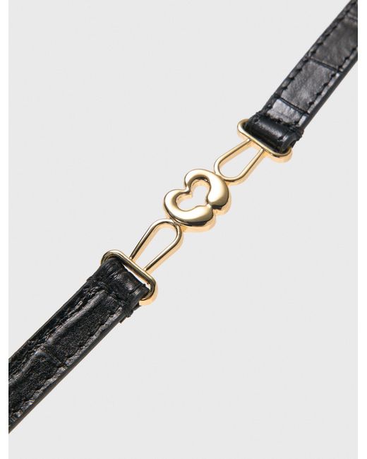Maje Black Slim Croc-Effect Leather Belt
