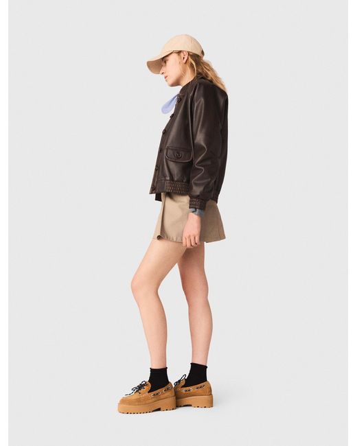 Maje Black Cropped Leather Jacket