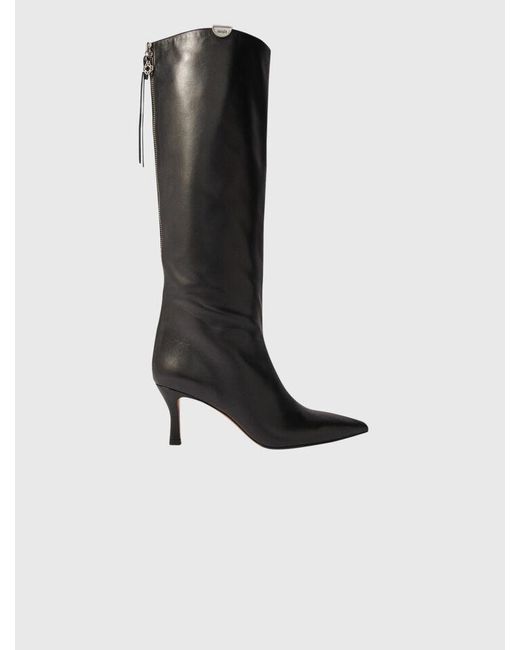 Maje Black Spitze Lederstiefeletten