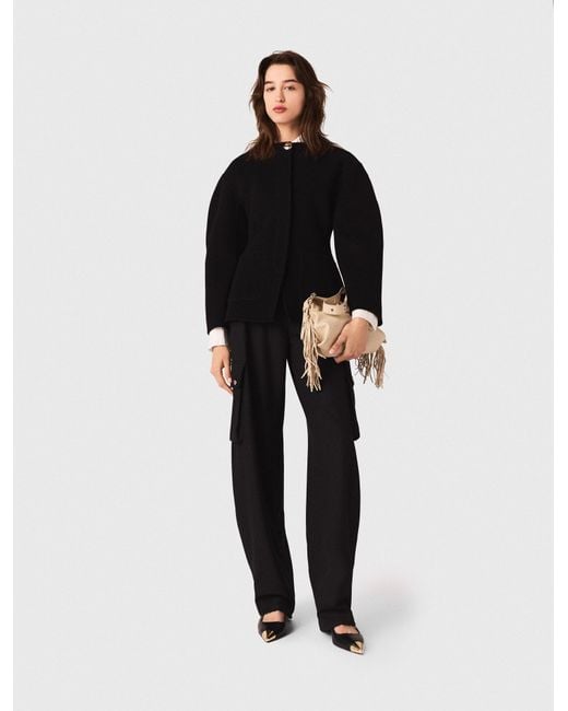 Maje Black Double-Faced Coat