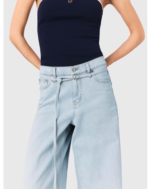 Maje Blue Wide-Leg Rhinestone Jeans