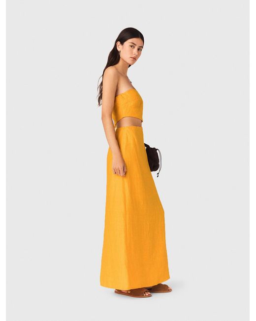 Maje Metallic Asymmetrical Linen-Blend Dress