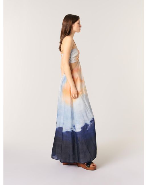 Maje Blue Tie-Dye Maxi Dress