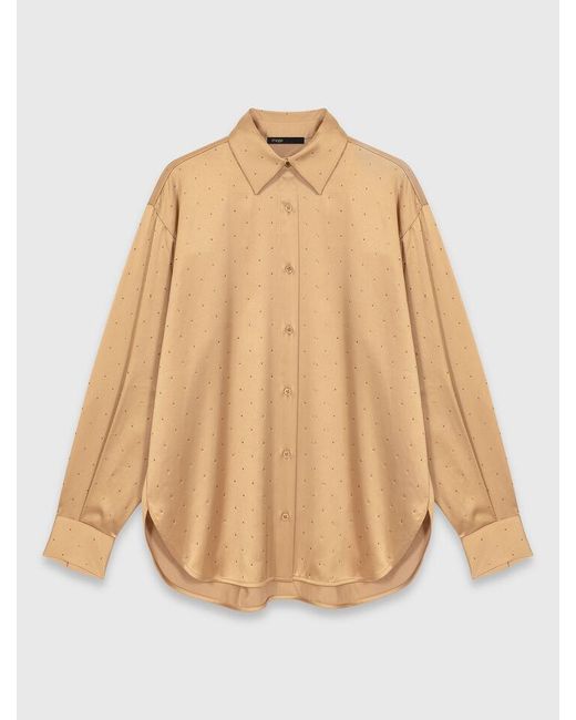 Maje Natural Rhinestone Satin Shirt