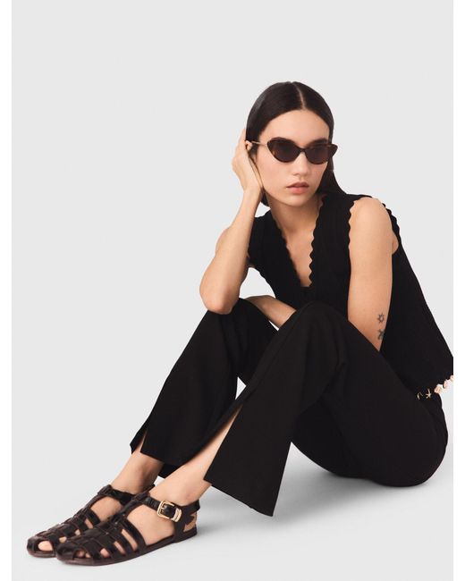 Maje White Slit Trousers