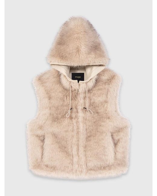 Maje Natural Short Faux Fur Jacket