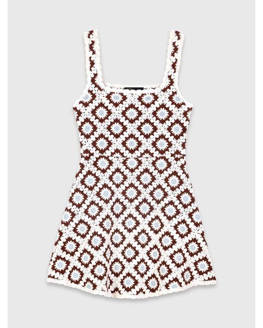 Maje White Floral Crochet Dress