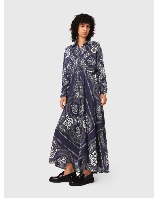 Maje Blue Patterned Flowing Maxi Dress
