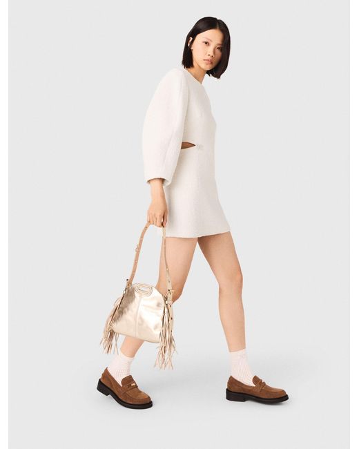 Maje Natural Miss M Mini Metallic Leather Bag