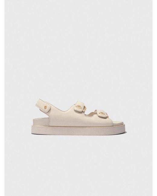 Maje Natural Flat Leather Sandals