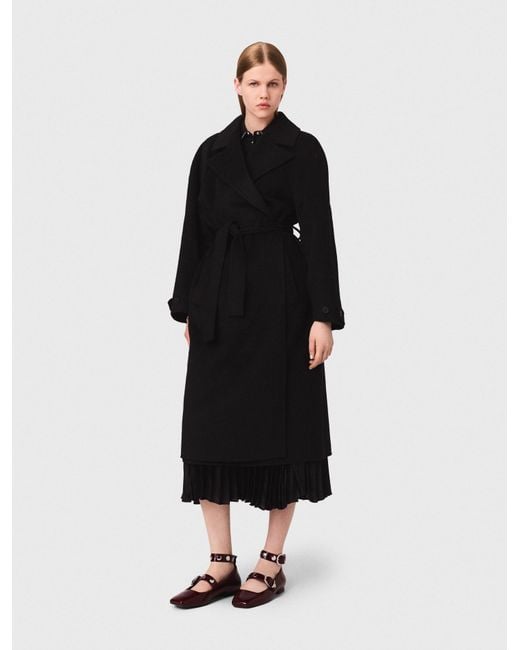 Maje Blue Double-Faced Mid-Length Coat