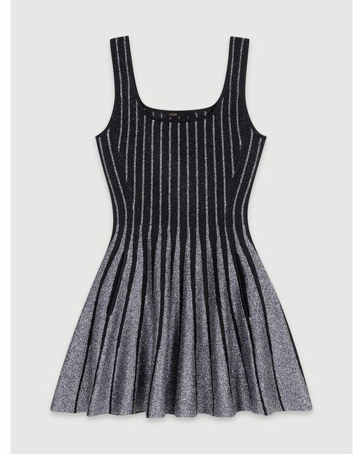Maje Black Short Jacquard Knit Dress