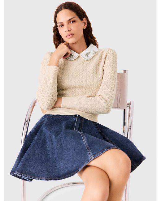 Maje Blue Removable Poplin Collar Jumper