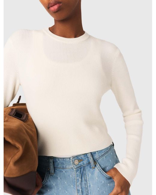 Maje Blue Jumper With Jewelled Buttons