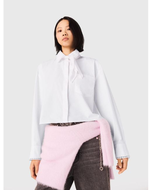 Maje White Crochet Collar Shirt