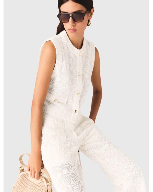 Maje White Guipure Lace Jacket