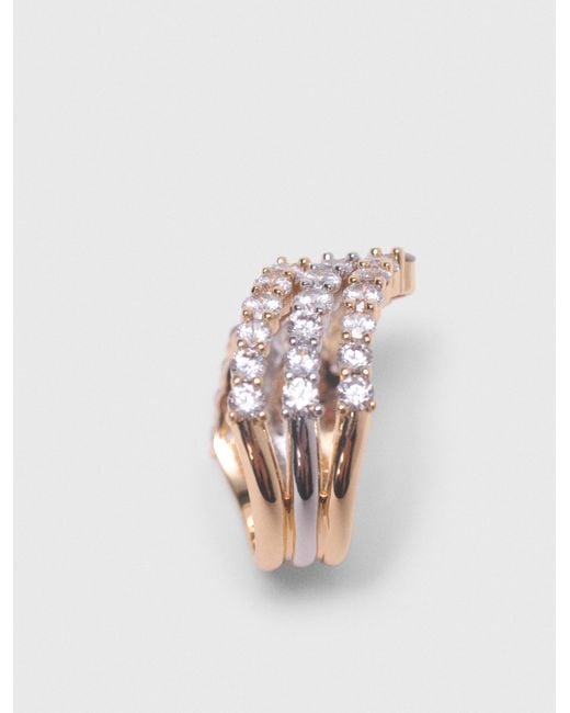 Maje White Two-Tone Rhinestone Ring